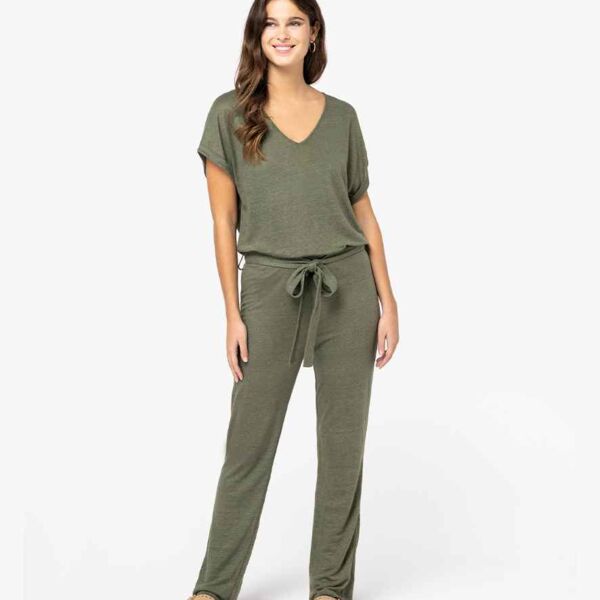 Spasso Ladies Short Sleeve Linen Knit Jumpsuit Thumbnail
